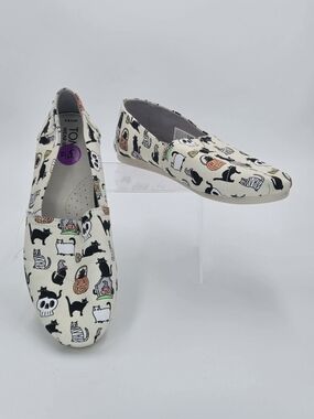 TOMS Women's Belmont Halloween Cat Print Slip-On Shoes Size 8.5 8 1/2